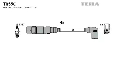 Дроти запалювання високовольтні комплект TESLA T855C