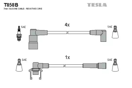 Дроти запалювання високовольтні комплект TESLA T858B