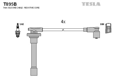 Провода зажигания высоковольтные комплект TESLA T895B