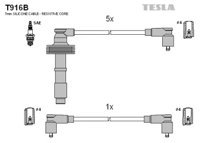 Провода зажигания высоковольтные комплект TESLA T916B