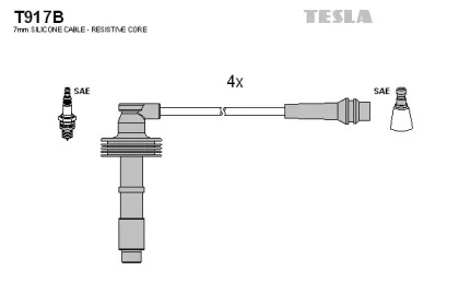 Провода зажигания высоковольтные комплект TESLA T917B