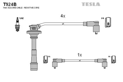 Провода зажигания высоковольтные комплект TESLA T924B