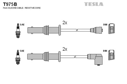 Дроти запалювання високовольтні комплект TESLA T975B