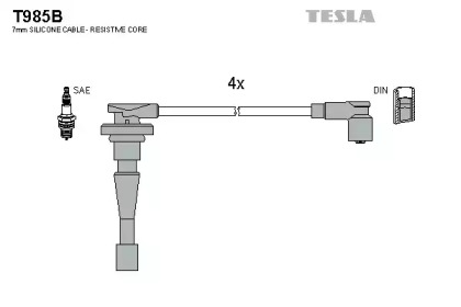 Провода зажигания высоковольтные комплект TESLA T985B