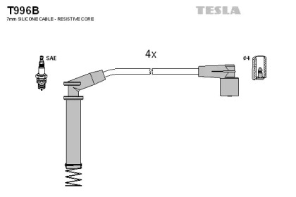 Провода зажигания высоковольтные комплект TESLA T996B
