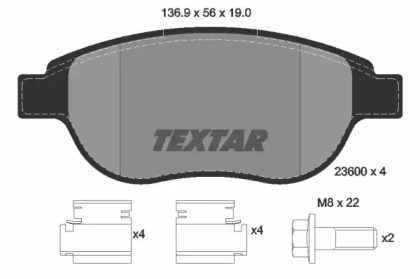 Комплект тормозов TEXTAR 89007600