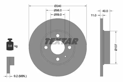 Тормозной диск TEXTAR 92061100