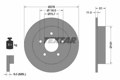 Тормозной диск TEXTAR 92099803