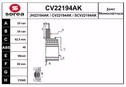 Шарнирный комплект EAI CV22194AK