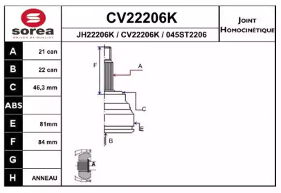 Шарнирный комплект EAI CV22206K