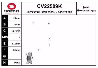 Шарнирный комплект EAI CV22509K