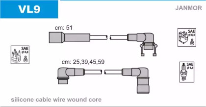 Провода зажигания высоковольтные комплект JANMOR VL9