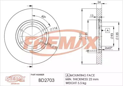 Тормозной диск FREMAX BD-2703