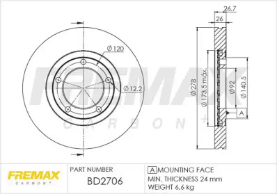 Тормозной диск FREMAX BD-2706