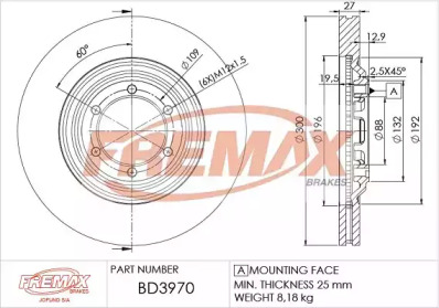 Тормозной диск FREMAX BD-3970