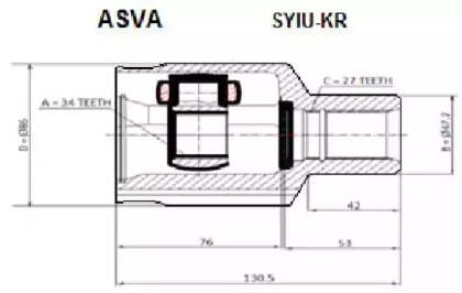 Шарнирный комплект ASVA SYIU-KR