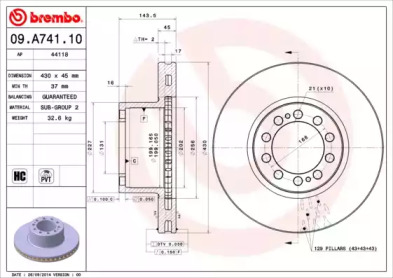 Тормозной диск BREMBO 09.A741.10