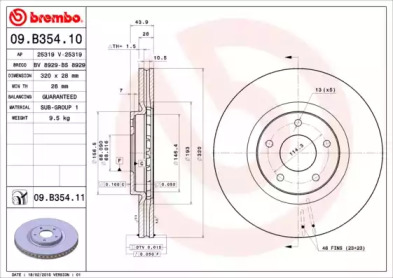 Диск тормозной передний BREMBO 09.B354.10