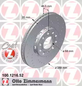 Диск тормозной Sport ZIMMERMANN 100.1216.52