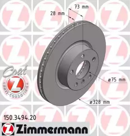 Диск тормозной Coat Z ZIMMERMANN 150.3494.20