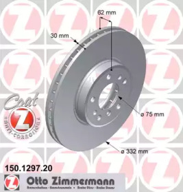 Диск тормозной передний ZIMMERMANN 150.1297.20
