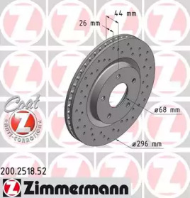 Диск тормозной передний ZIMMERMANN 200.2518.52
