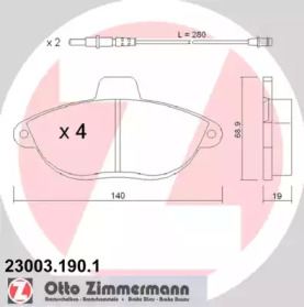 Колодки гальмівні ZIMMERMANN 23003.190.1