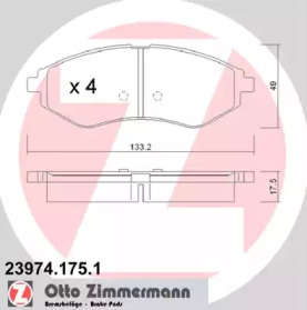 Колодки тормозные ZIMMERMANN 23974.175.1