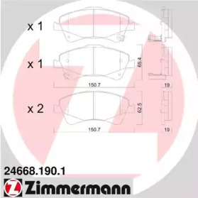 Колодки тормозные ZIMMERMANN 24668.190.1