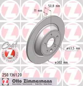 Диск тормозной Coat Z ZIMMERMANN 250.1361.20