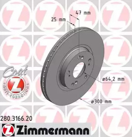 Диск тормозной Coat Z ZIMMERMANN 280316620