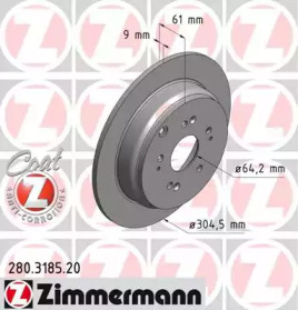 Диск тормозной Coat Z ZIMMERMANN 280.3185.20