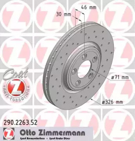 Диск тормозной передний ZIMMERMANN 290.2263.52