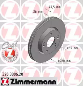 Диск тормозной Coat Z ZIMMERMANN 320.3806.20