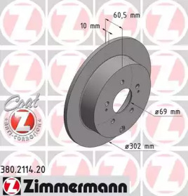 Диск тормозной Coat Z ZIMMERMANN 380.2114.20