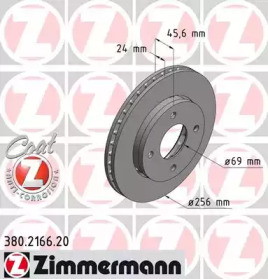Диск тормозной Coat Z ZIMMERMANN 380.2166.20
