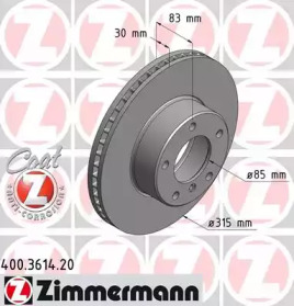 Диск тормозной Coat Z ZIMMERMANN 400.3614.20