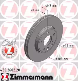 Диск тормозной Coat Z ZIMMERMANN 430.2602.20