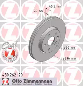 Диск тормозной передний ZIMMERMANN 430.2621.20