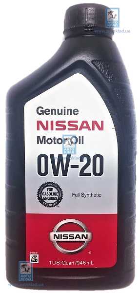 Масло моторное 0W-20 Synthetic 950мл NISSAN 999PK000W20N