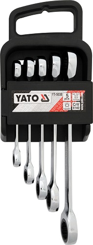 Набор ключей накидных с трещоткой 5 предметов YATO YT5038