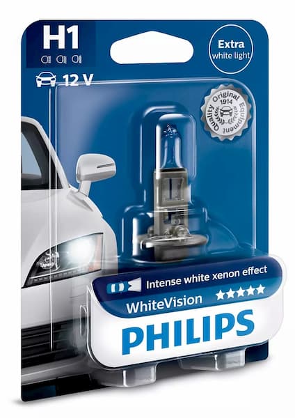 Лампа H1 55W WhiteVision ultra 3700K PHILIPS 12258WVUB1