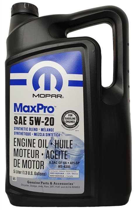 Масло моторное 5W-20 MaxPro Engine Oil SP/GF-6A 5л MOPAR 68518203AA