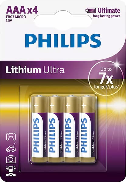 Батарейки литиевые AAA (FR03) LITHIUM ULTRA 4шт. PHILIPS FR03LB4A10