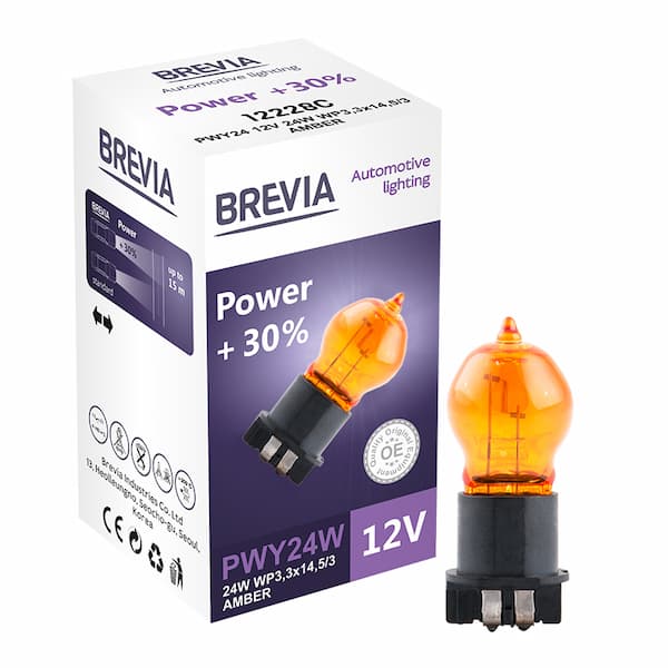 Лампа PWY24W 24W WP3,3x14,5/4 AMBER Power +30% CP BREVIA 12228C