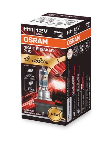 Лампа H11 PGJ19-2 55W PGJ19-2 Night Breaker 200 OSRAM 64211NB200