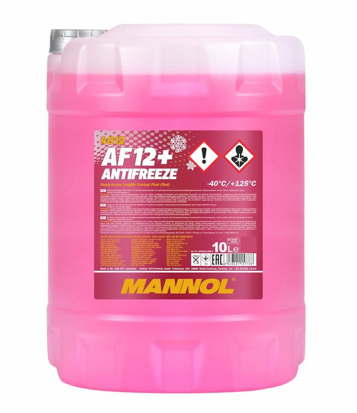 Антифриз G12+ Longlife 4012 AF12+ красный -40°C 10л MANNOL MN401210