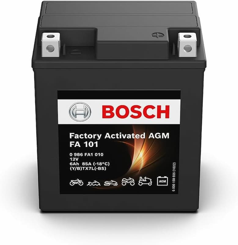 Аккумулятор МОТО 6Ah 85A FACTORY ACTIVATED AGM ПРАВ [+] 113*70*130 BOSCH 0986FA1010