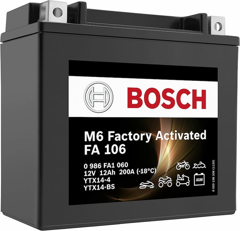 Аккумулятор МОТО 12Ah 200A FACTORY ACTIVATED AGM BOSCH 0986FA1060