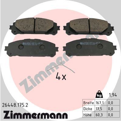 Колодки тормозные ZIMMERMANN 264481752